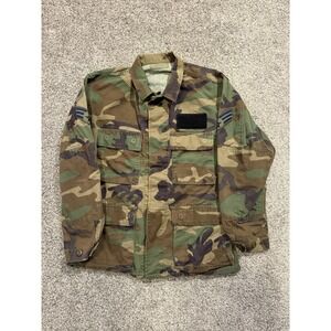US Military  Woodland Camo Combat Coat Small Short BDU Jacket Patch *